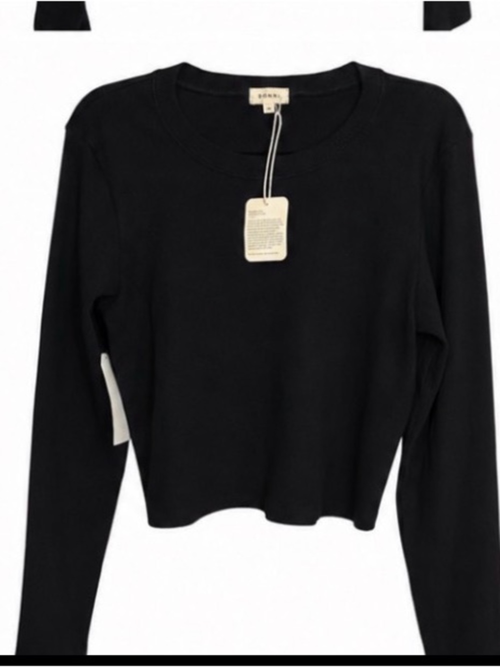 Donni Long Sleeve Croppef Top in Black Size Medium - Picture 3 of 4